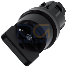 Key-operated switch O.M.R, 22 mm, round, plastic, black, key removal O+I