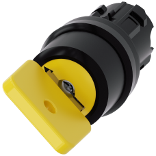 Key-operated switch O.M.R, 22 mm, round, plastic, lock number 73033, yellow, with 2 keys, 2 switch p