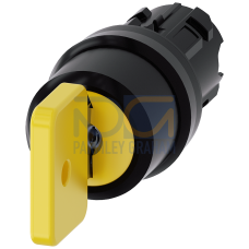 Key-operated switch O.M.R, 22 mm, round, plastic, yellow, key removal I+O+II