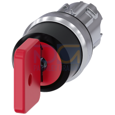 Key-operated switch O.M.R, 22 mm, round, metal, high gloss, red, key removal I+O+II