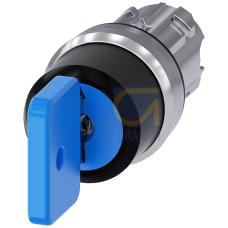 Key-operated switch O.M.R, 22 mm, round, metal, shiny, lock number 73038, blue, with 2 keys, 3 switc