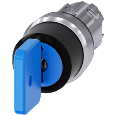 Key-operated switch O.M.R, 22 mm, round, metal, high gloss, blue, key removal O
