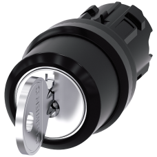 RONIS key-operated switch, 22 mm, round, plastic, lock number SB30, with 2 keys, 3 switch positions
