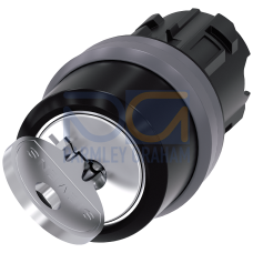 RONIS key-operated switch, 22 mm, round, plastic with metal front ring, lock number 455, with 2 keys, 2 switch positions O<I, momentary contact type, Actuating angle 45&deg;, 10:30h/12h, Key removal O