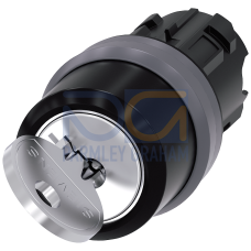 RONIS key-operated switch, 22 mm, round, plastic with metal front ring, lock number SB30, with 2 key