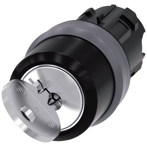 RONIS key-operated switch, 22 mm, round, plastic with metal front ring, lock number SB30, with 2 key