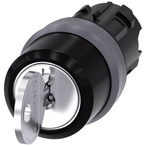 RONIS key-operated switch, 22 mm, round, plastic with metal front ring, lock number SB30, with 2 key
