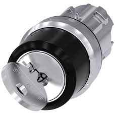 Key-operated switch RONIS, 22 mm, round, metal, high gloss, key removal O+I