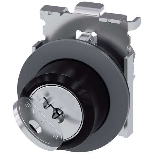 RONIS key-operated switch, 30 mm, round, metal, matte, front ring for flush installation, lock numbe
