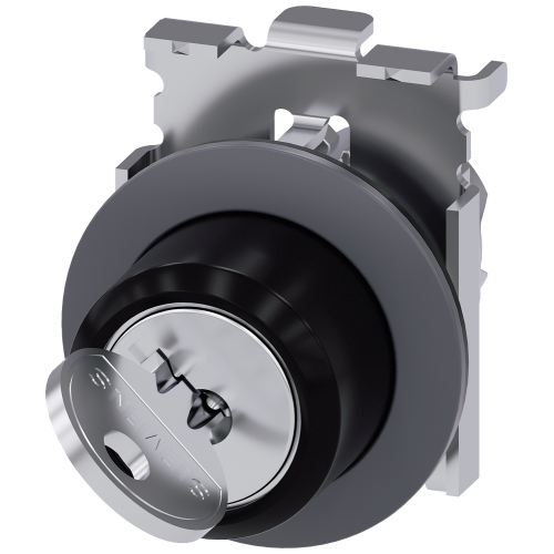 RONIS key-operated switch, 30 mm, round, metal, matte, front ring for flush installation, lock numbe