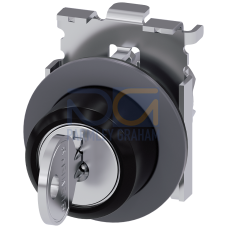 RONIS key-operated switch, 30 mm, round, metal, matte, front ring for flush installation, lock numbe