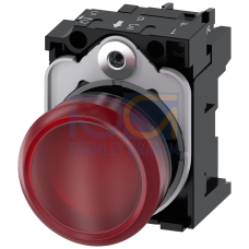 Indicator light, 22 mm, round, plastic, red, lens, smooth, 230 V AC