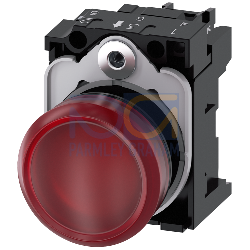 Indicator light, 22 mm, round, plastic, red, lens, smooth, 230 V AC
