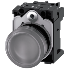 Indicator lights, 22 mm, round, plastic, clear, lens, smooth, with holder, LED module with integrate