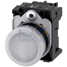 Indicator lights, 22 mm, round, plastic, white, lens, smooth, with holder, LED module with integrate