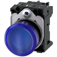 Indicator lights, 22 mm, round, plastic, blue, lens, smooth, with holder, LED module, with integrate