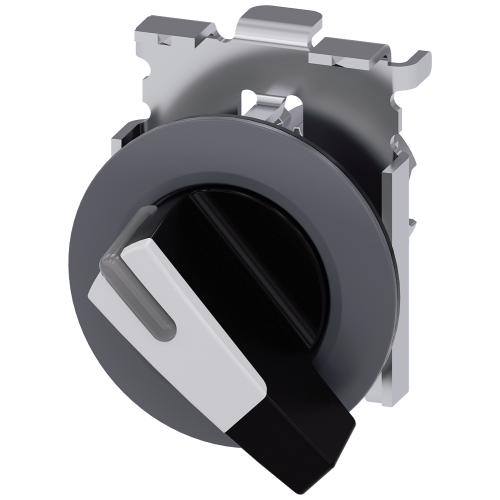 Selector switch, illuminable, 30 mm, round, metal, matte, white, selector switch, long, front ring f