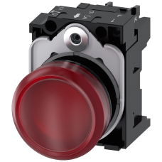 Indicator light, 22 mm, round, plastic, red, lens, smooth, 24 V AC/DC