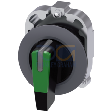 Toggle switch, illuminable, 30 mm, round, metal, matt, green