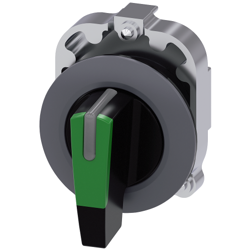 Toggle switch, illuminable, 30 mm, round, metal, matt, green