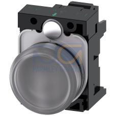 Indicator lights, 22 mm, round, plastic, clear, lens, smooth, with holder, LED module, with integrated LED 230 V AC, Spring-type terminal