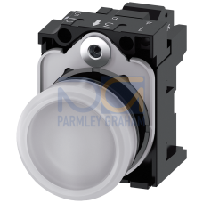 Indicator lights, 22 mm, round, plastic, white, lens, smooth, with holder, LED module, with integrated LED 230 V AC, spring-type terminal, with las...