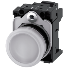 Indicator lights, 22 mm, round, plastic, white, lens, smooth, with holder, LED module, with integrat