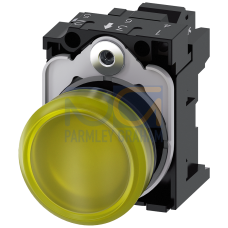 Indicator lights, 22 mm, round, plastic, yellow, lens, smooth, with holder, LED module, with integra