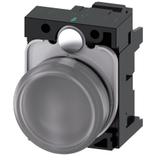 Indicator lights, 22 mm, round, plastic, clear, lens, smooth, with holder, LED module, with integrated LED 110 V AC, Spring-type terminal