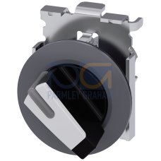 Selector switch, illuminable, 30 mm, round, metal, matte, white, selector switch, short, front ring