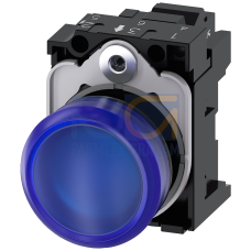 Indicator lights, 22 mm, round, plastic, blue, lens, smooth, with holder, LED module, with integrate