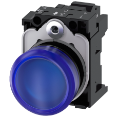 Indicator lights, 22 mm, round, plastic, blue, lens, smooth, with holder, LED module, with integrate