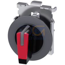 Toggle switch, illuminable, 30 mm, round, metal, matt, red