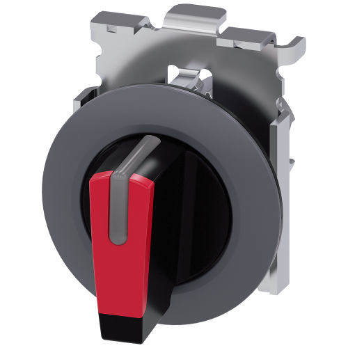 Toggle switch, illuminable, 30 mm, round, metal, matt, red