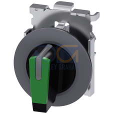 Toggle switch, illuminable, 30 mm, round, metal, matt, green