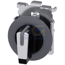 Selector switch, illuminable, 30 mm, round, metal, matte, white, selector switch, short, front ring