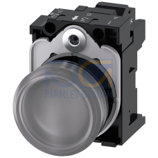 Indicator lights, 22 mm, round, plastic, clear, lens, smooth, with holder, LED module, with integrated LED 24 V AC/DC, Spring-type terminal