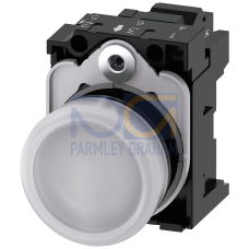 Indicator lights, 22 mm, round, plastic, white, lens, smooth, with holder, LED module, with integrated LED 24 V AC/DC, spring-type terminal, with l...