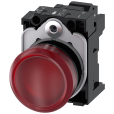 Indicator lights, 22 mm, round, plastic, red, lens, smooth, with holder, LED module, with integrated