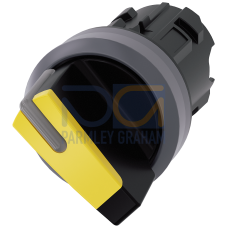 Selector switch, illuminable, 22 mm, round, plastic with metal front ring, yellow, selector switch,
