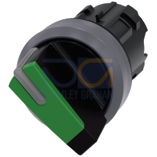 Selector switch, illuminable, 22 mm, round, plastic with metal front ring, green, selector switch, s