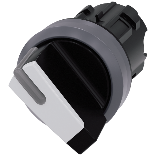 Selector switch, illuminable, 22 mm, round, plastic with metal front ring, white, selector switch, s