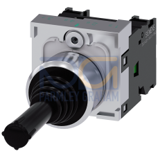 Coordinate switch, 22 mm, round, metal shiny, black, 2 switch positions, horizontal momentary contac