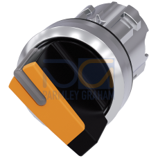 Selector switch, illuminable, 22 mm, round, metal, shiny, amber, selector switch, short, 2 switch po