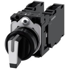 Toggle switch, illuminable, 22 mm, round, plastic, black, white, 2x1 NO + 1 NC