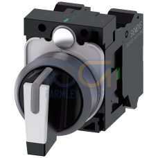 Selector switch, illuminable, 22 mm, round, plastic with metal front ring, white, selector switch, s