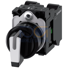 Selector switch, illuminable, 22 mm, round, plastic, white, selector switch, short, 3 switch positions I>O<II, momentary contact type, 10:3...