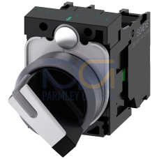 Selector switch, illuminable, 22 mm, round, plastic with metal front ring, white, selector switch, s