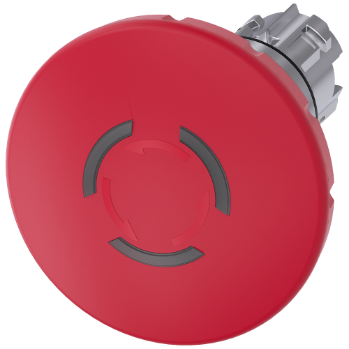 EMERGENCY STOP mushroom pushbutton, illuminable, 22 mm, round, metal, shiny, red, 60 mm, positive la
