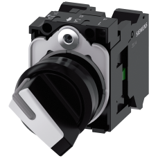 Selector switch, illuminable, 22 mm, round, plastic, white, selector switch, short, 2 switch positio